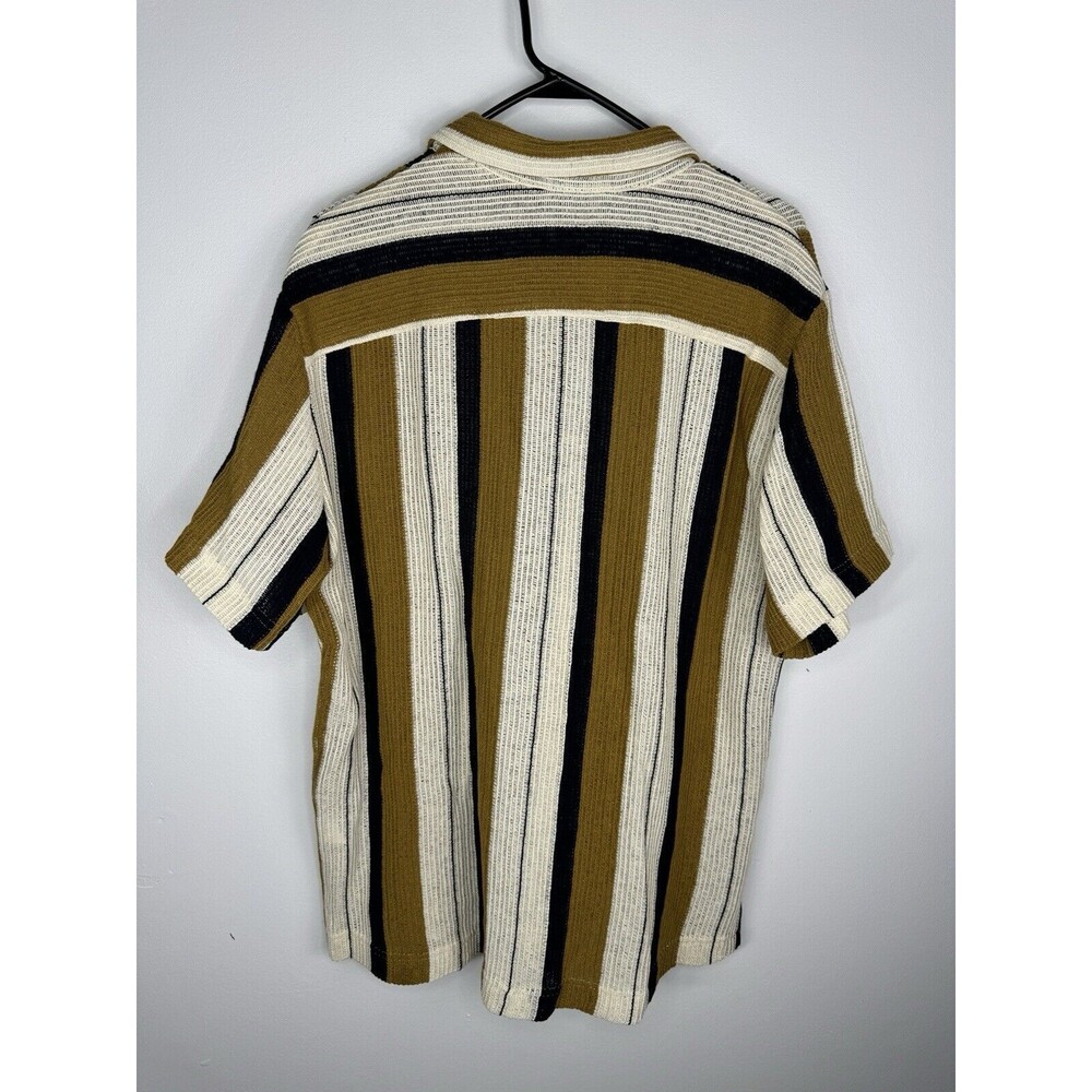 Striped Men's Shirt - Black, White, and Brown - Picture 4 of 5